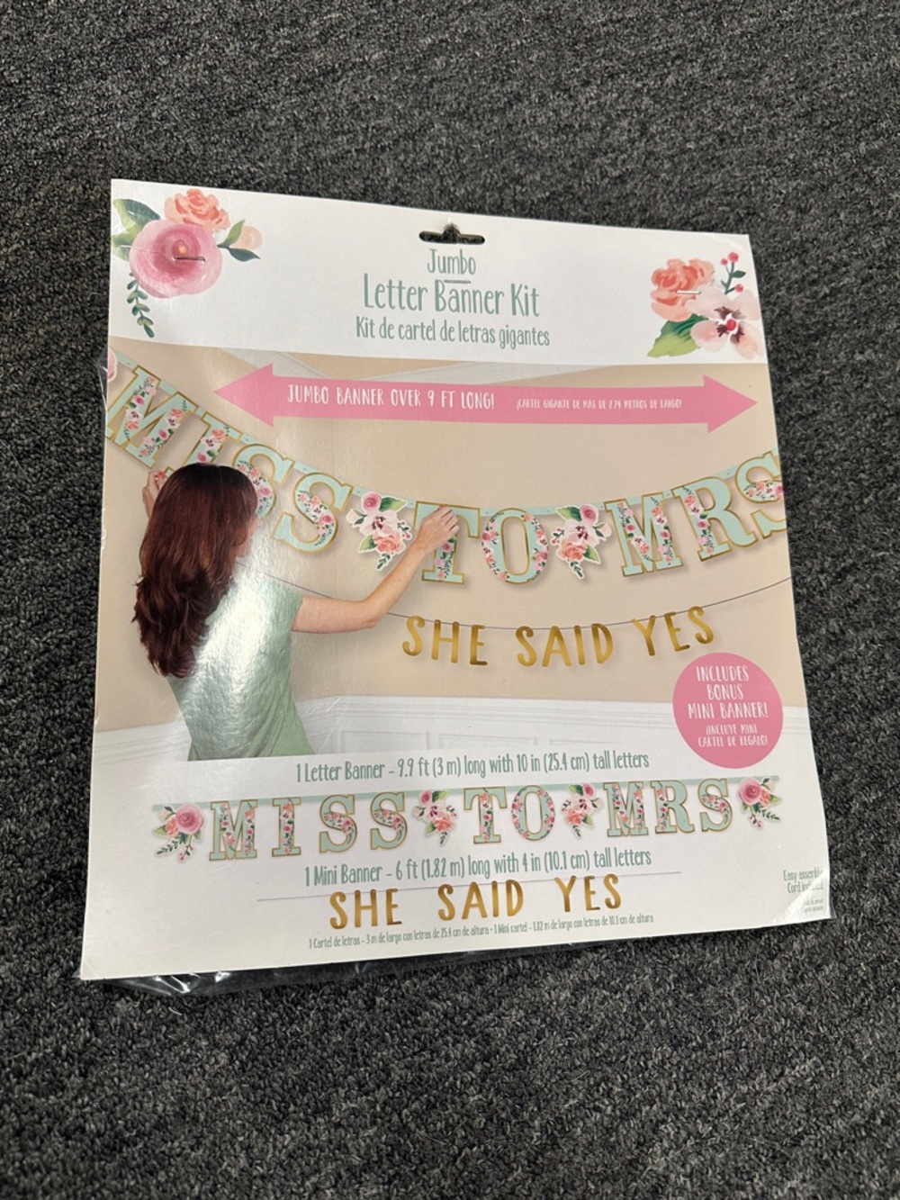 Jumbo Floral "Mrs to Mrs" Letter Banner Kit - Pink & Gold